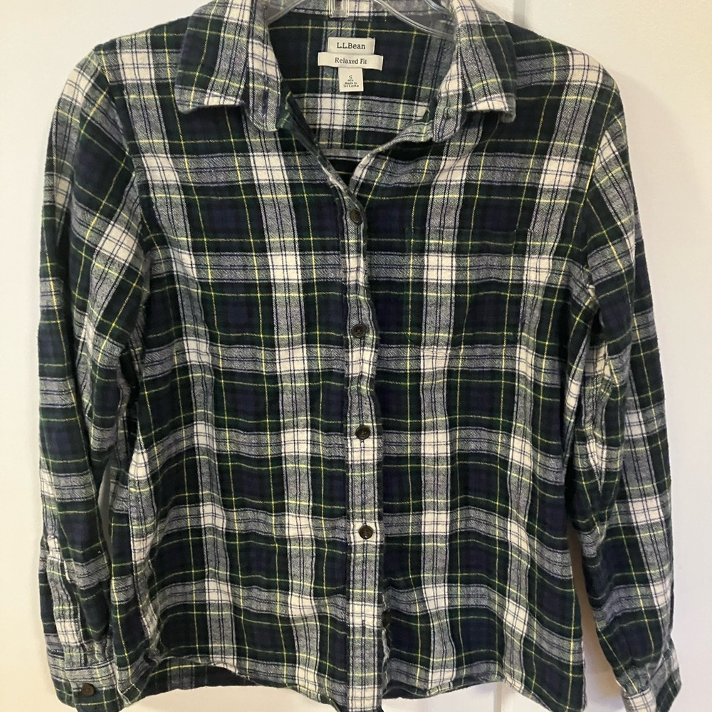 L.L. Bean Plaid Shirt in Green and Blue Women’s Small